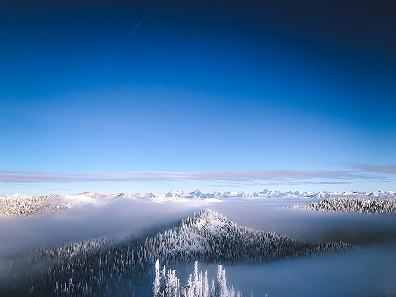 mountain, snow, winter, horizon, sky, HD wallpaper