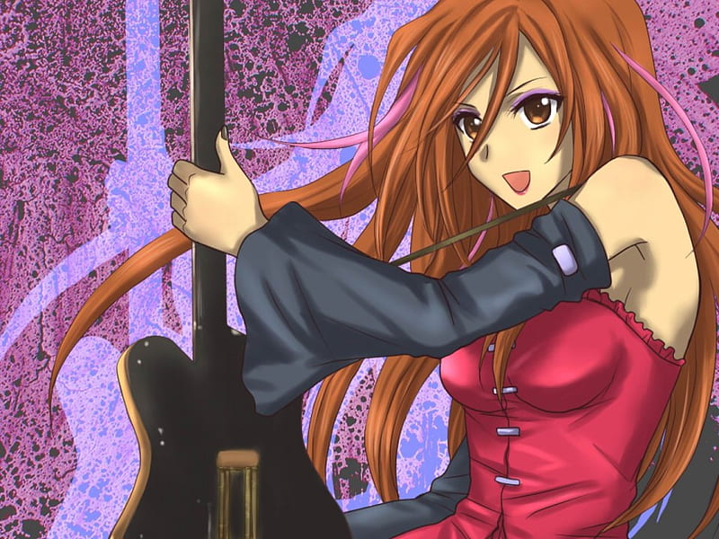 Anime Rocker Girl With A Guitar Drawing by fangs - DragoArt