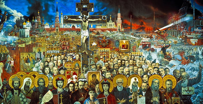 Eternal Russia, artist, painting, Ilya Glazunov, history, canvas oil, HD wallpaper