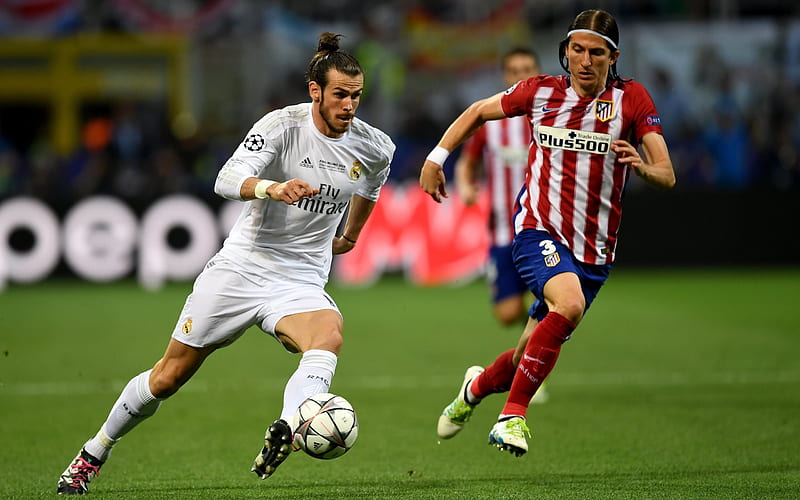 Football, Real Madrid, Atletico Madrid, Gareth Bale, Philippe Luis, Spain, HD wallpaper
