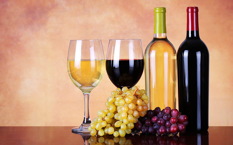 red wine, white wine, wine cellar, grapes, HD wallpaper