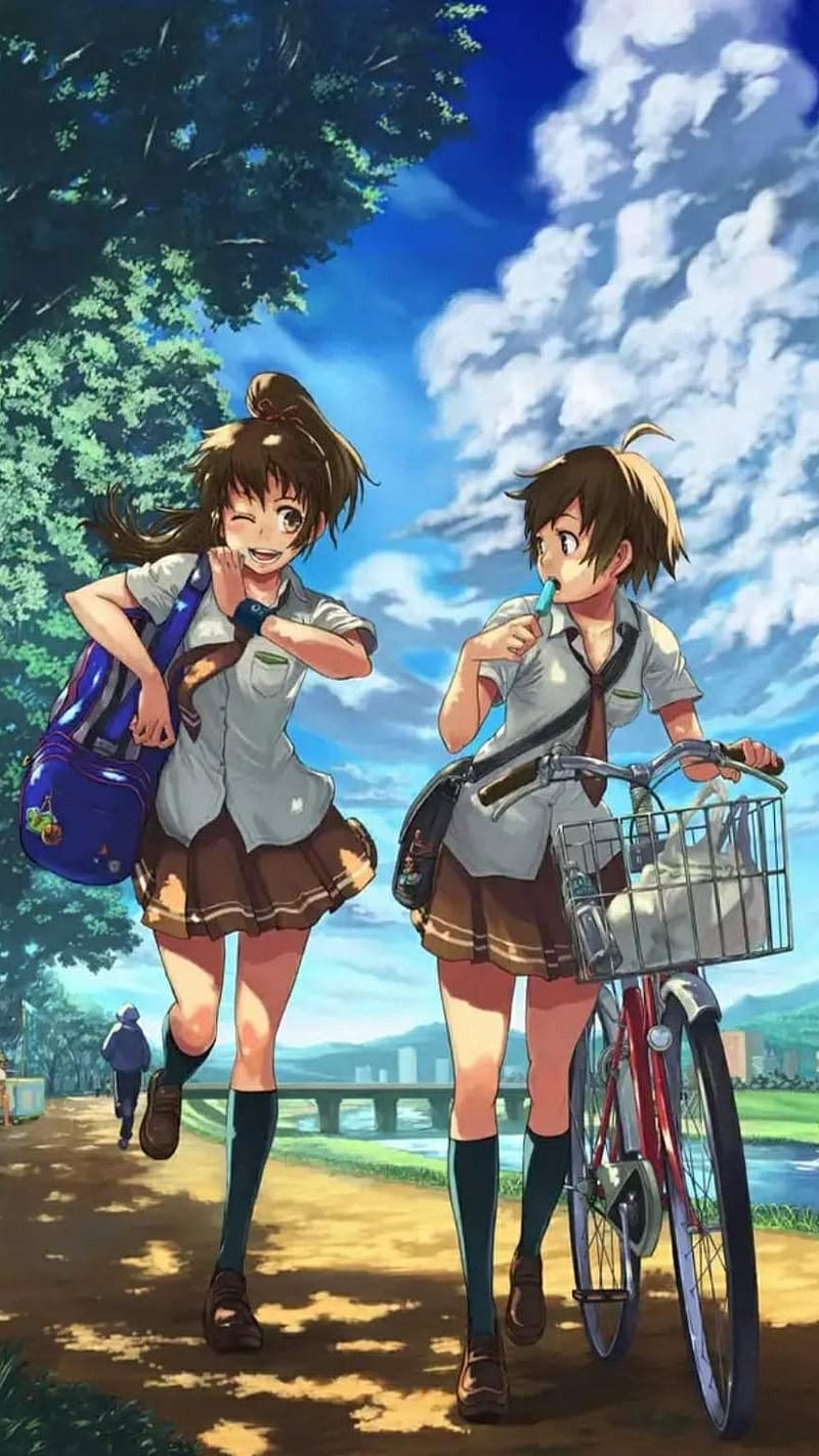 HD wallpaper: anime girls, train station, school girls, friends, real  people | Wallpaper Flare