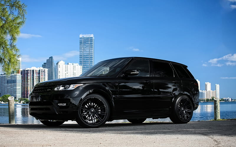 Range Rover Sport, black SUV, tuning, black wheels, luxury car, Land Rover, HD wallpaper