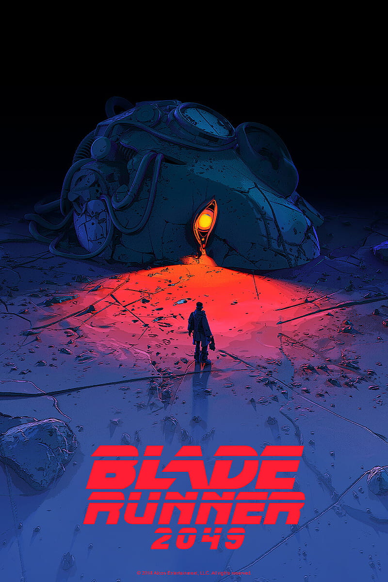 Blade Runner 2049 , 2049, blade, digital art, face, lights, la maquina, man, night, red, runner, HD phone wallpaper