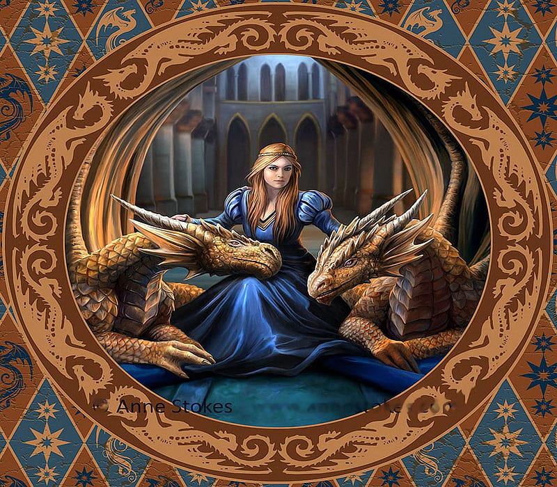 Fierce Loyalty, digital, art, girl, dragons, HD wallpaper