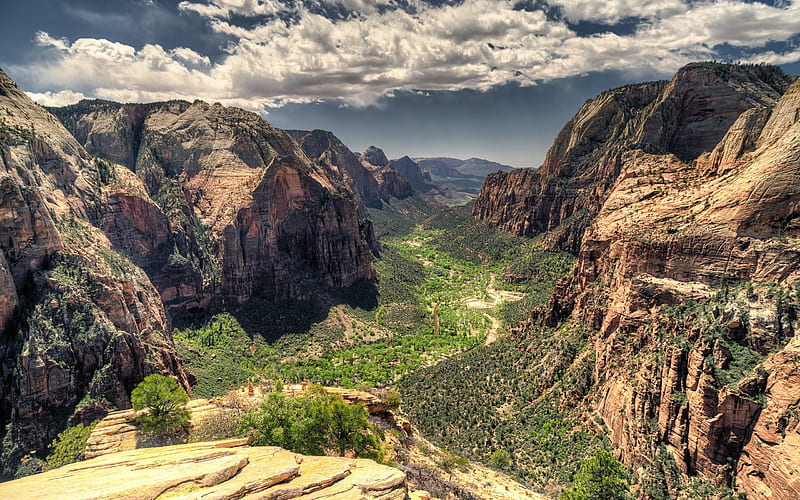 Zion National Park, valley, canyon, mountains, rocks, America, USA, HD wallpaper