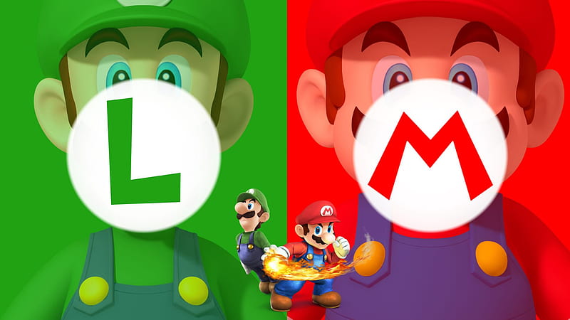 luigi mario in green and red colors games, HD wallpaper