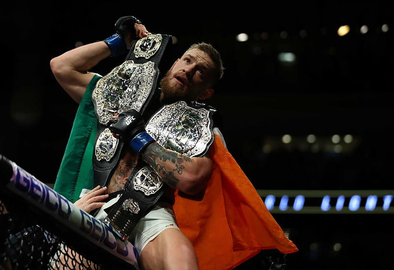Conor McGregor, champion, fighter, Ultimate Fighting Championship, UFC Featherweight Champion, colors, Ireland, Irish, UFC, martial artist, mixed martial artist, Flag, MMA, Featherweight Champion, HD wallpaper