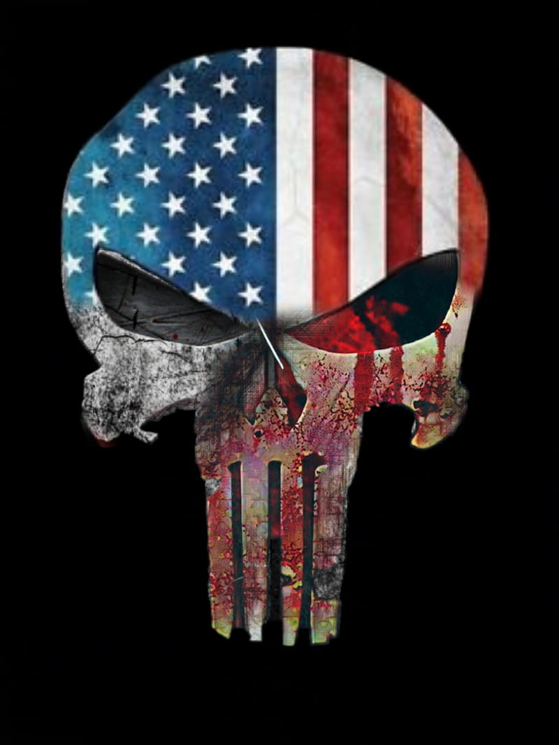 The Flag Punisher , blue, bored, color, crazy, red, sad, white, HD phone wallpaper