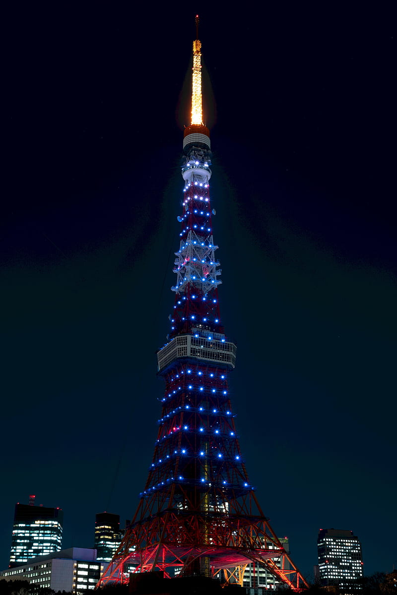 tower, night city, city lights, tokyo, japan, architecture, HD phone wallpaper