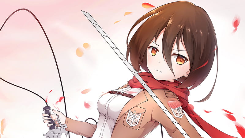 Attack On Titan Mikasa Ackerman With Sword Weapon With Pink Background Anime, HD wallpaper