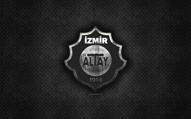 Altay SK, Turkish football club, black metal texture, metal logo, emblem, Izmir, Turkey, TFF First League, 1 Lig, creative art, football, HD wallpaper