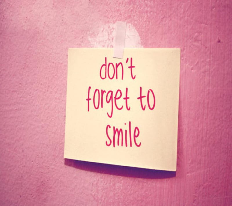 smile, background, pink, sayings, HD wallpaper