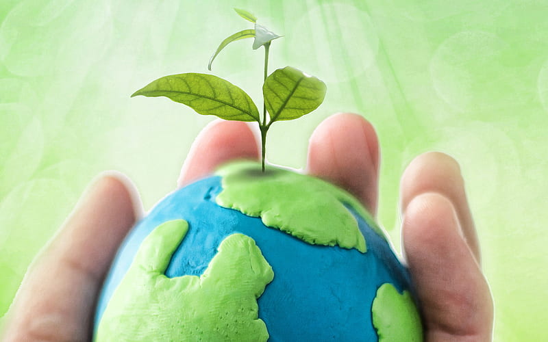 Take care of the planet, Save Earth, plasticine Earth, plasticine globe, Earth in the hands, ecology concepts, Environment, Earth, HD wallpaper