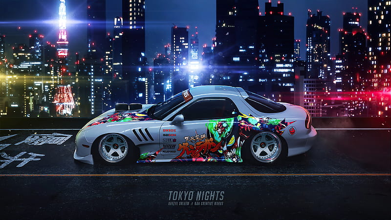 Tokyo Nights, carros, artist, artwork, digital-art, artstation, HD wallpaper