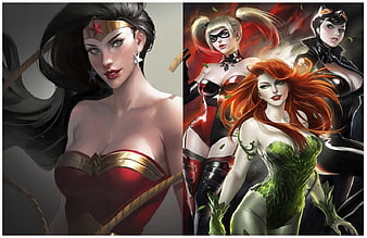 poison ivy and harley quinn and catwoman wallpaper
