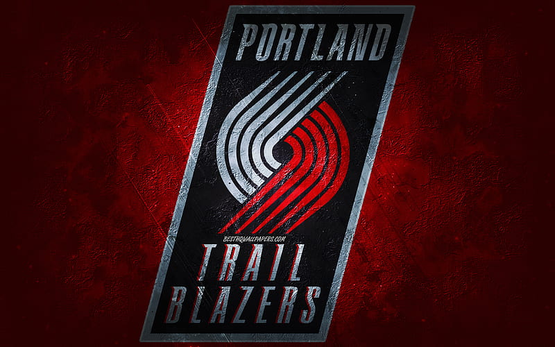 Portland Trail Blazers, American basketball team, red stone background, Portland Trail Blazers logo, grunge art, NBA, basketball, USA, Portland Trail Blazers emblem, HD wallpaper