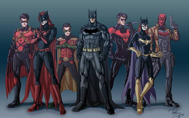 Batwoman, Batman, Robin, Nightwing, Red Hood, Red Robin, Batgirl, superheroes, Justice League, DC Comics, HD wallpaper