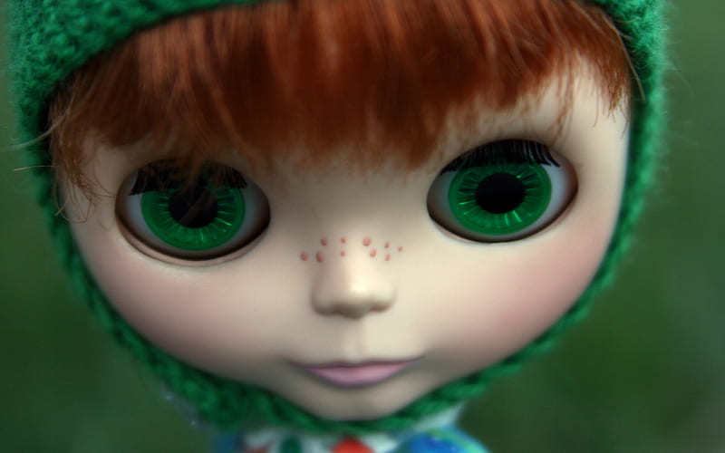 Cute Freckles Doll, green eyes, bonito, freckles, abstract, doll, cute, graphy, freckles doll, eyes, HD wallpaper