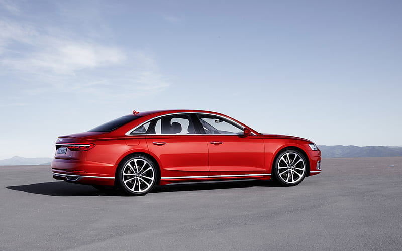 Audi A8, 2018 luxury red sedan, new A8, German cars, Audi, HD wallpaper