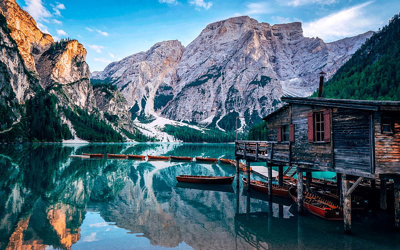 Lake Braies, amazing nature, Pragser Wildsee, Lake Prags, mountains, Dolomites, South Tyrol, Italy, Europe, HD wallpaper