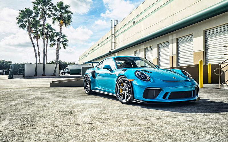 Porsche 911 GT2 RS, supercars, 2019 cars, parking, blue Porsche 911, german cars, Porsche, HD wallpaper