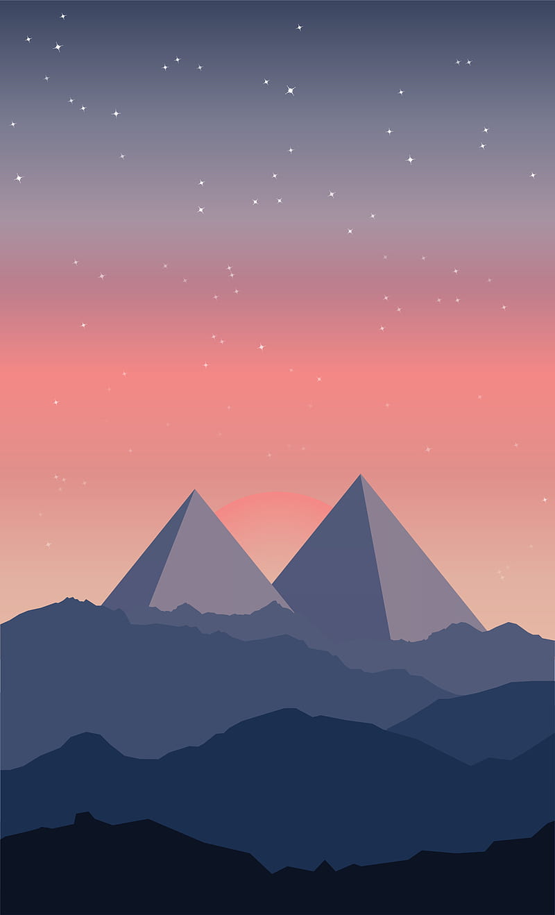 pyramids, abstract, minimal, mountain, pyramid, vector, HD phone wallpaper