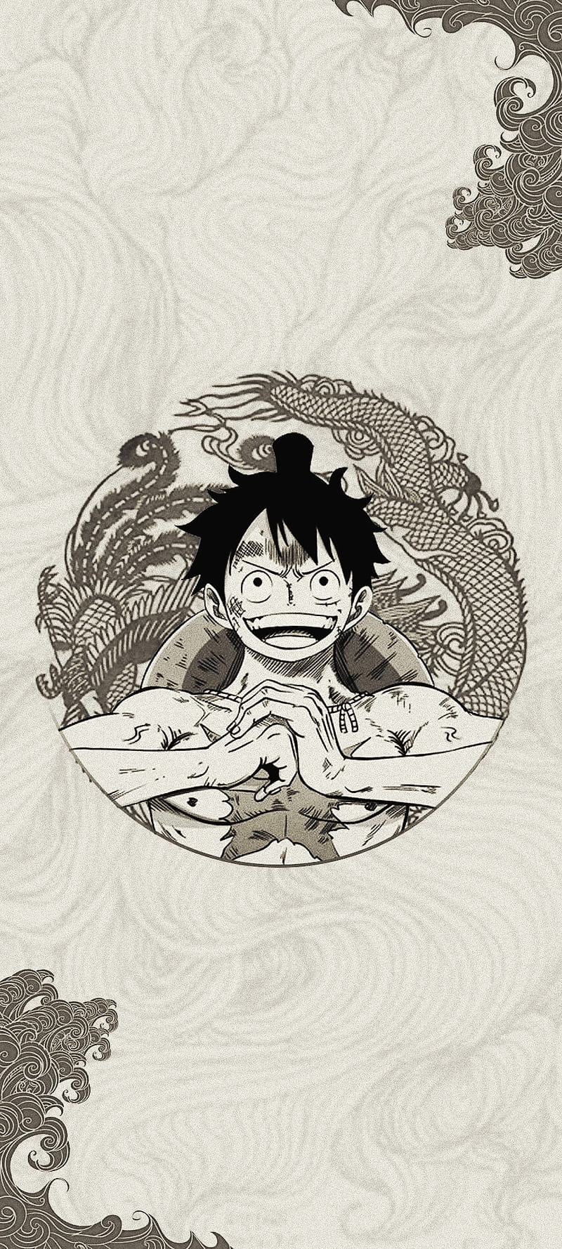 Poster en Noir et Blanc One Piece Luffy au Chapeau de Paille