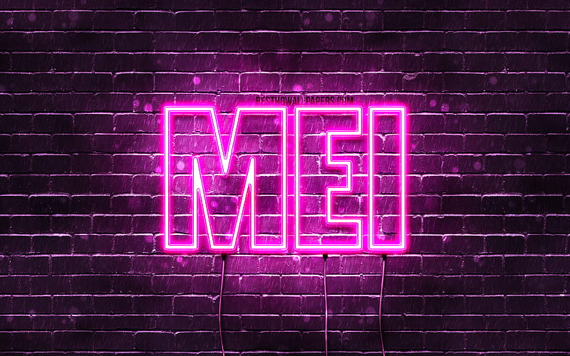 Mei with names, female names, Mei name, purple neon lights, Happy Birtay Mei, popular japanese female names, with Mei name, HD wallpaper
