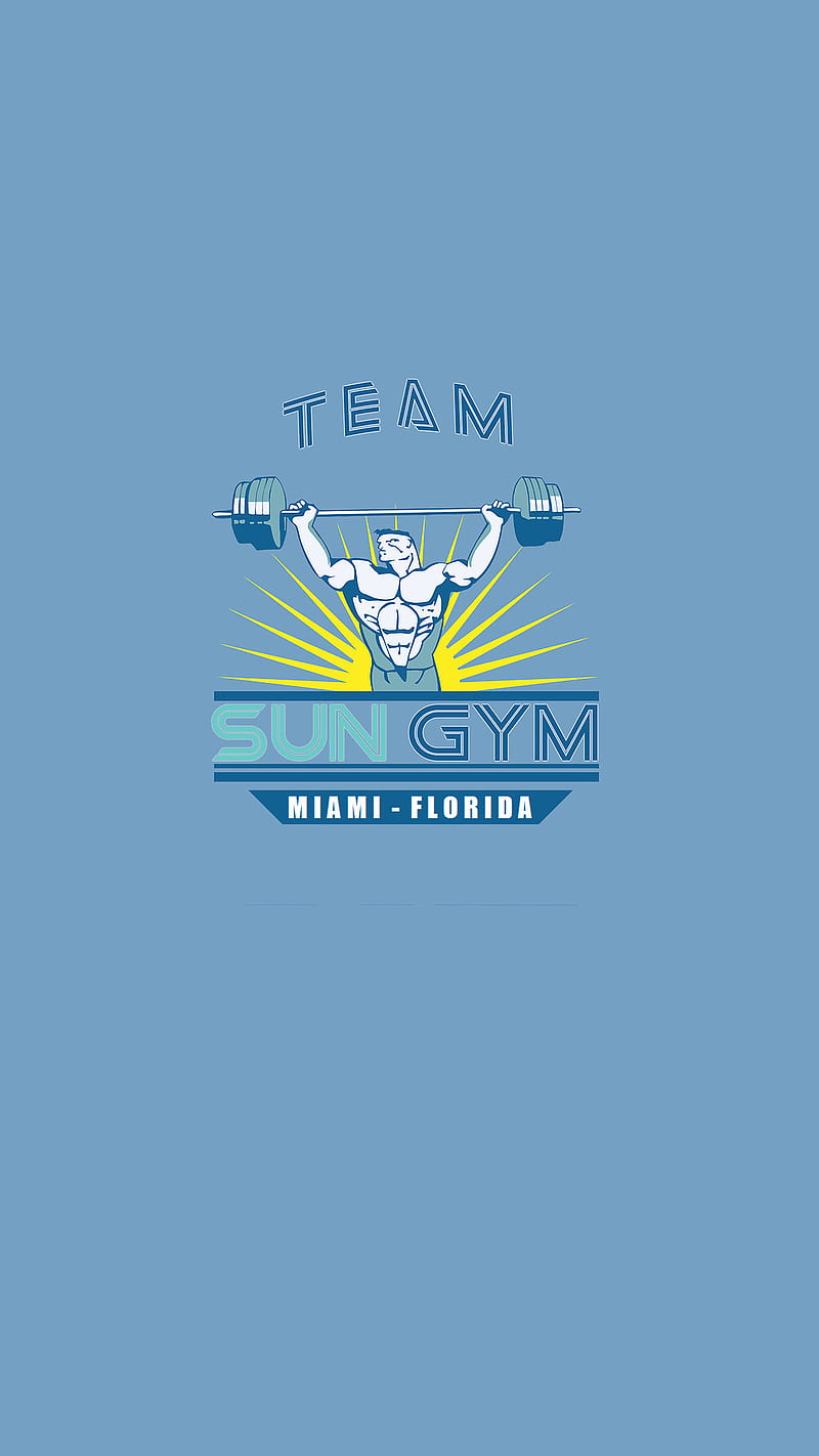 Sun Gym, blue, bodybuilding, motivation, pain and gain, HD phone wallpaper