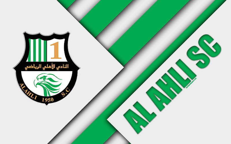Al Ahli SC Doha, Qatar, white green abstraction, logo, material design, Qatar football club, Qatar Stars League, Q-League, Premier League, HD wallpaper