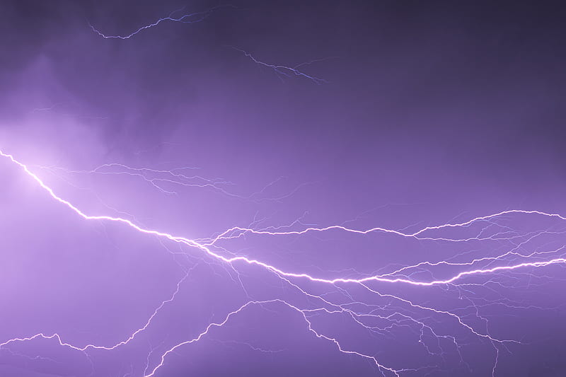 lightning, storm, sky, glow, HD wallpaper