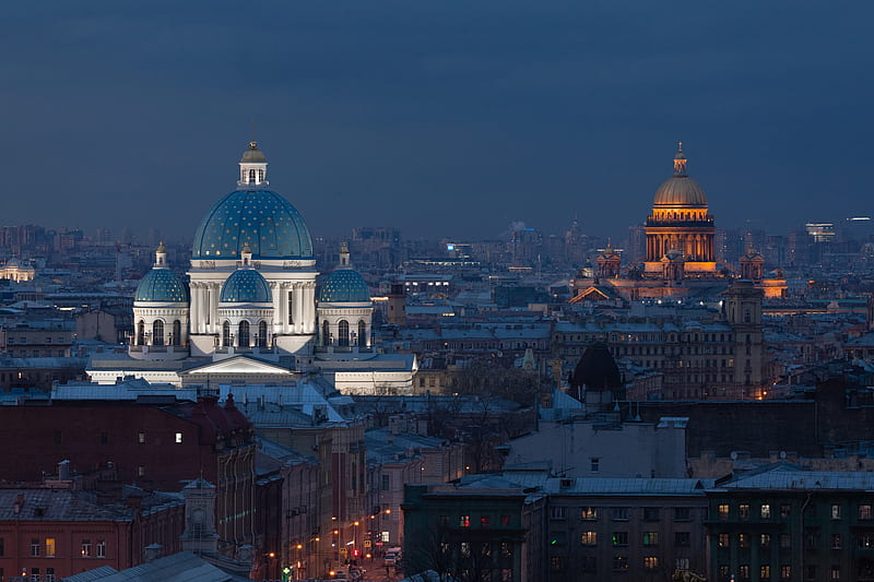 Cathedrals, Cathedral, Building, Saint Petersburg, Saint Isaac's Cathedral, Russia, Trinity Cathedral, Night, HD wallpaper