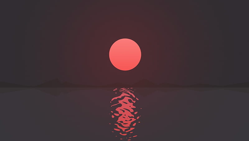 Sunset, red, sun, water, reflection, abstract, ripple sunset, pink, vector, HD wallpaper