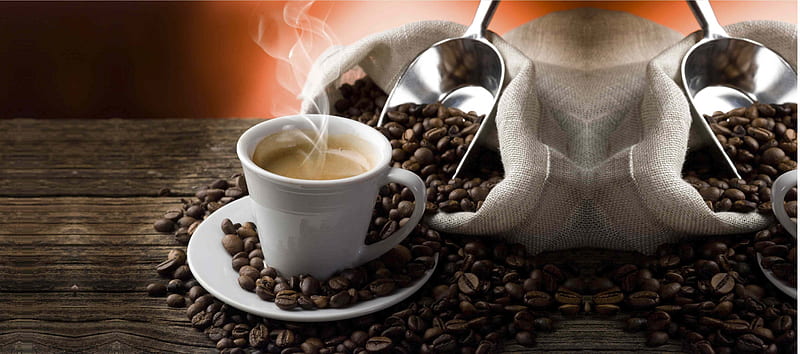 Hot Coffee, hot, coffee, smoke, beans, HD wallpaper