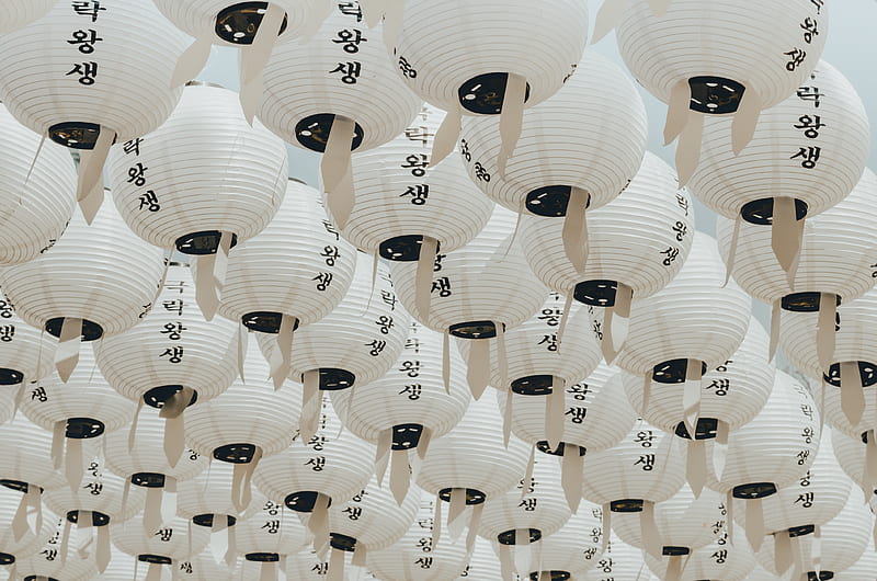 white-and-black paper lanterns during daytime, HD wallpaper