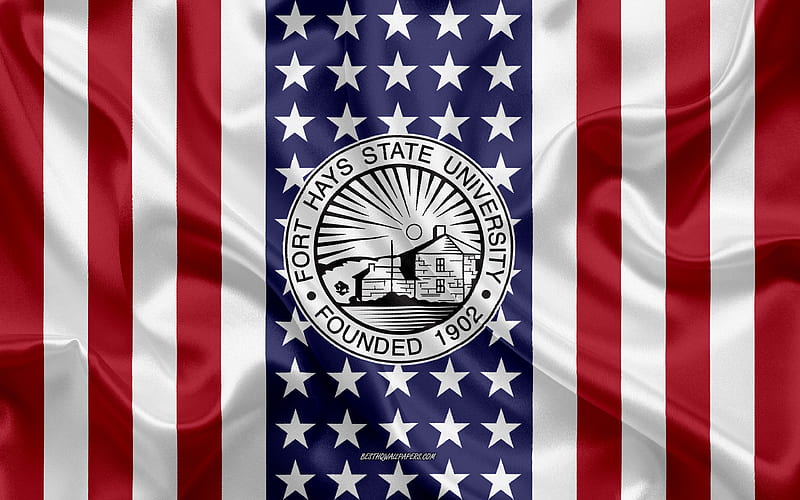 Fort Hays State University Emblem, American Flag, Fort Hays State University logo, Hays, Kansas, USA, Fort Hays State University, HD wallpaper