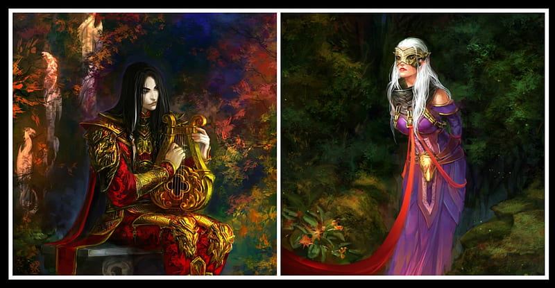 Strong Colors: Fixtures In A Masquerade Ball, dier kusuriuri, anndr, the masked woman, minstrel, HD wallpaper