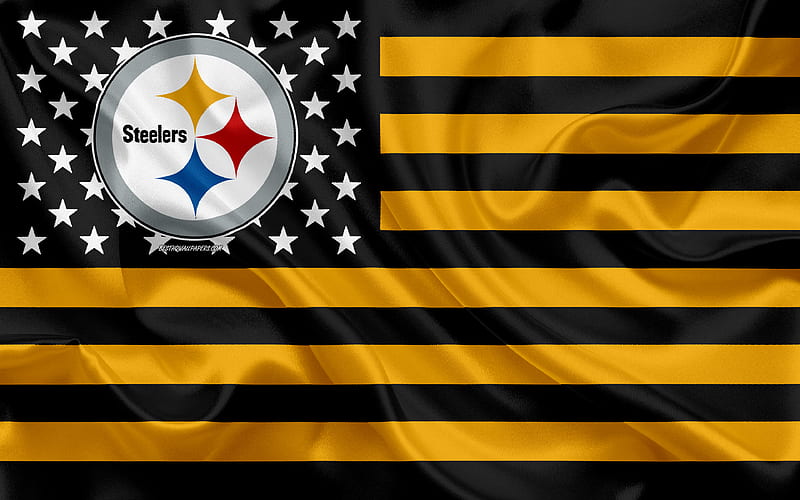 Pittsburgh Steelers, American football team, creative American flag, yellow-black flag, NFL, Pittsburgh, Pennsylvania, USA, logo, emblem, silk flag, National Football League, American football, HD wallpaper