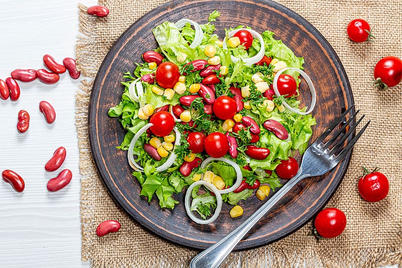 Food, Salad, Tomato, Vegetable, HD wallpaper
