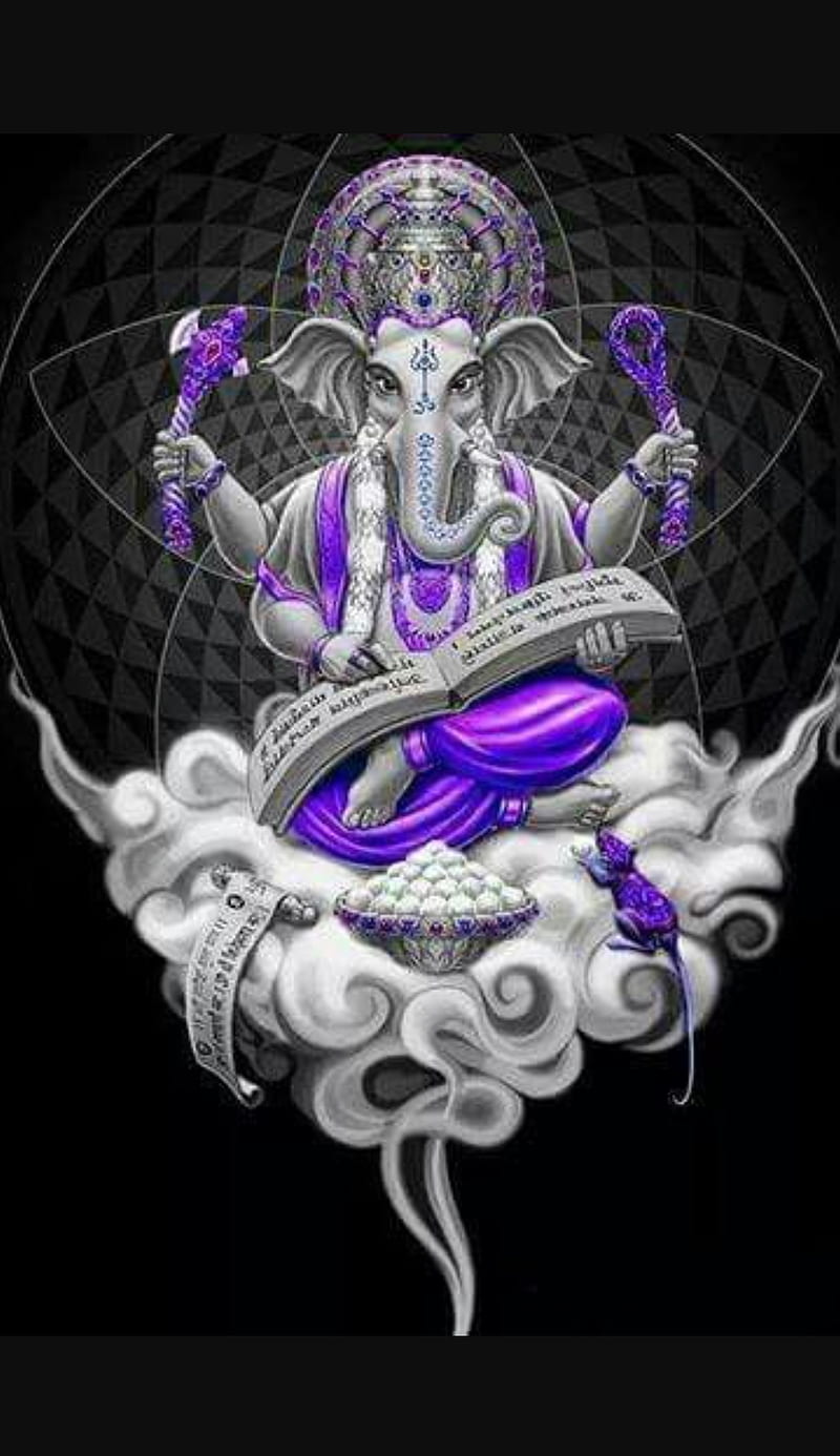 Purple Ganesha, god, HD phone wallpaper