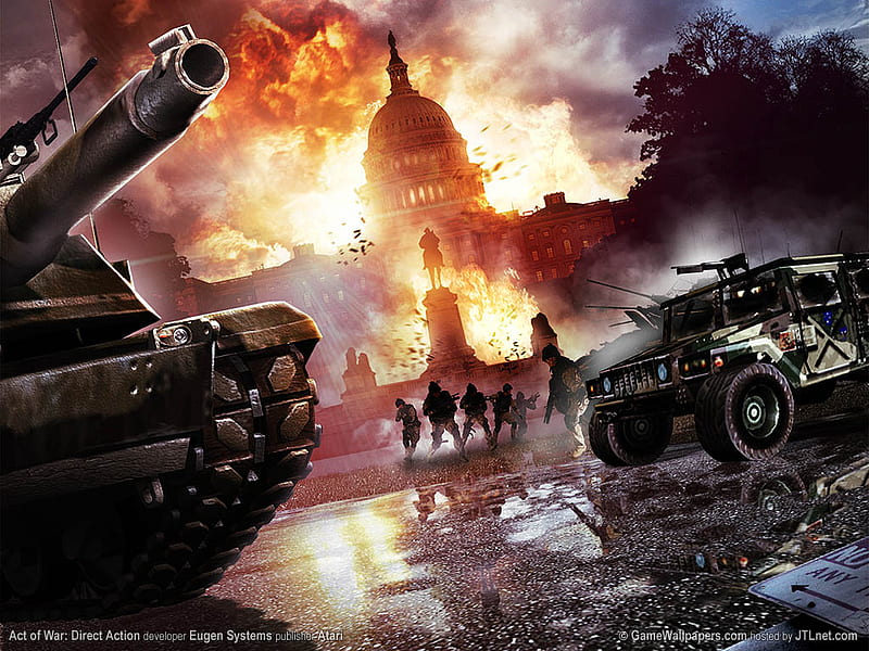 Act of War Direct Action, guerra, soldier, action, blast, act of war, video game, game, fire, battle, tanks, 2005, HD wallpaper