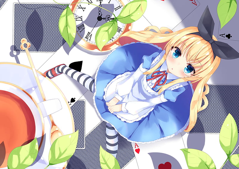 Anime, Alice In Wonderland, Blonde, Blue Eyes, Girl, Long Hair, HD wallpaper