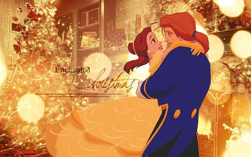 Belle And Adam Disney Princess Christmas, adam, christmas, belle, princess, disney, HD wallpaper