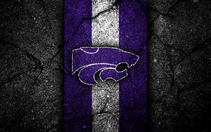 Kansas State Wildcats american football team, NCAA, violet white stone, USA, asphalt texture, american football, Kansas State Wildcats logo, HD wallpaper