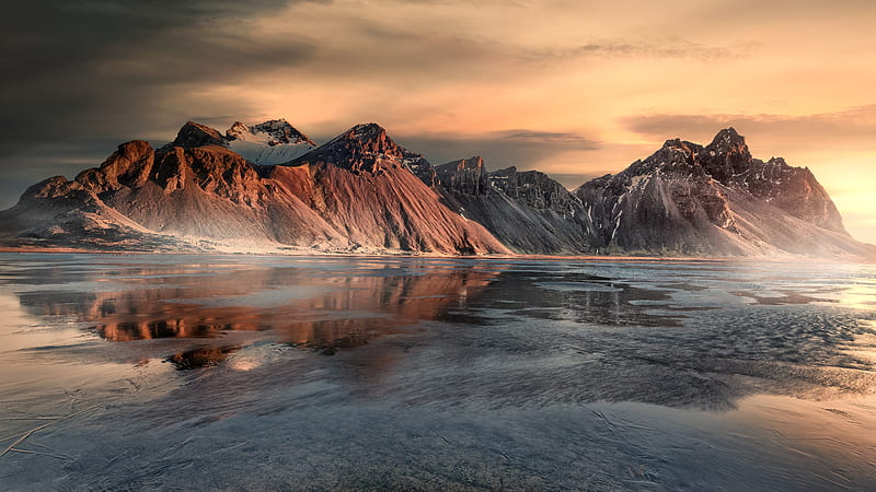 Seashore Iceland Mountains, HD wallpaper
