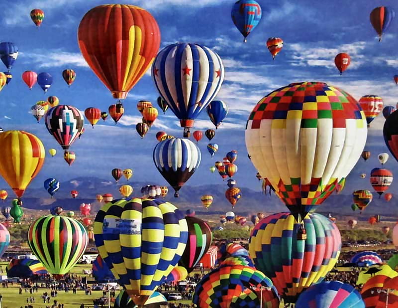 Fun in the Air - Balloons, art, flight, bonito, illustration, artwork, aircraft, balloons, painting, wide screen, scenery, aviation, HD wallpaper