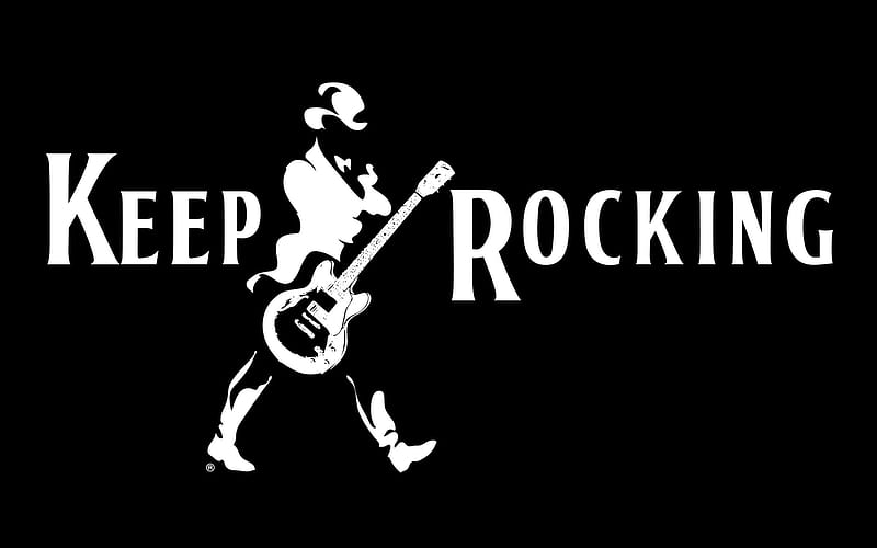 Keep-Rocking, logo, rock, music, entertainment, black and white, HD wallpaper