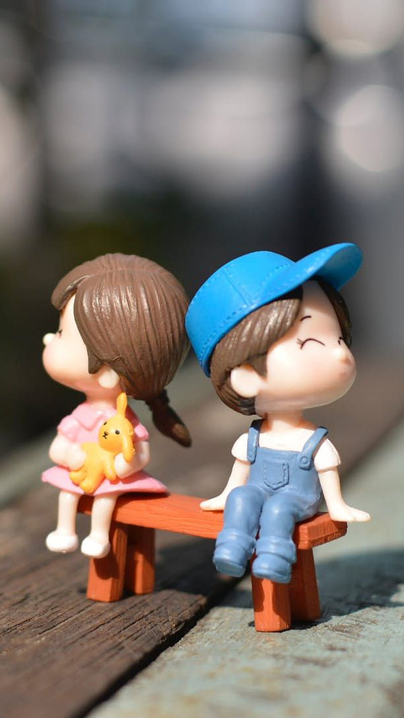 Cute friends, boy and girl, couple, cute couple, dolls, fight ...