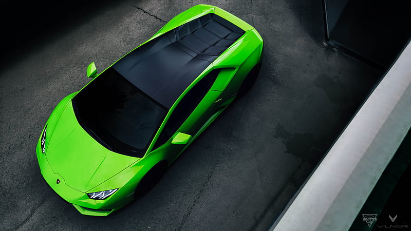 Green Lamborghini Huracan Upper View , lamborghini-huracan, lamborghini, 2018-cars, carros, HD wallpaper